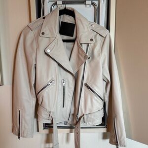 All Saints Light Gray Leather Jacket